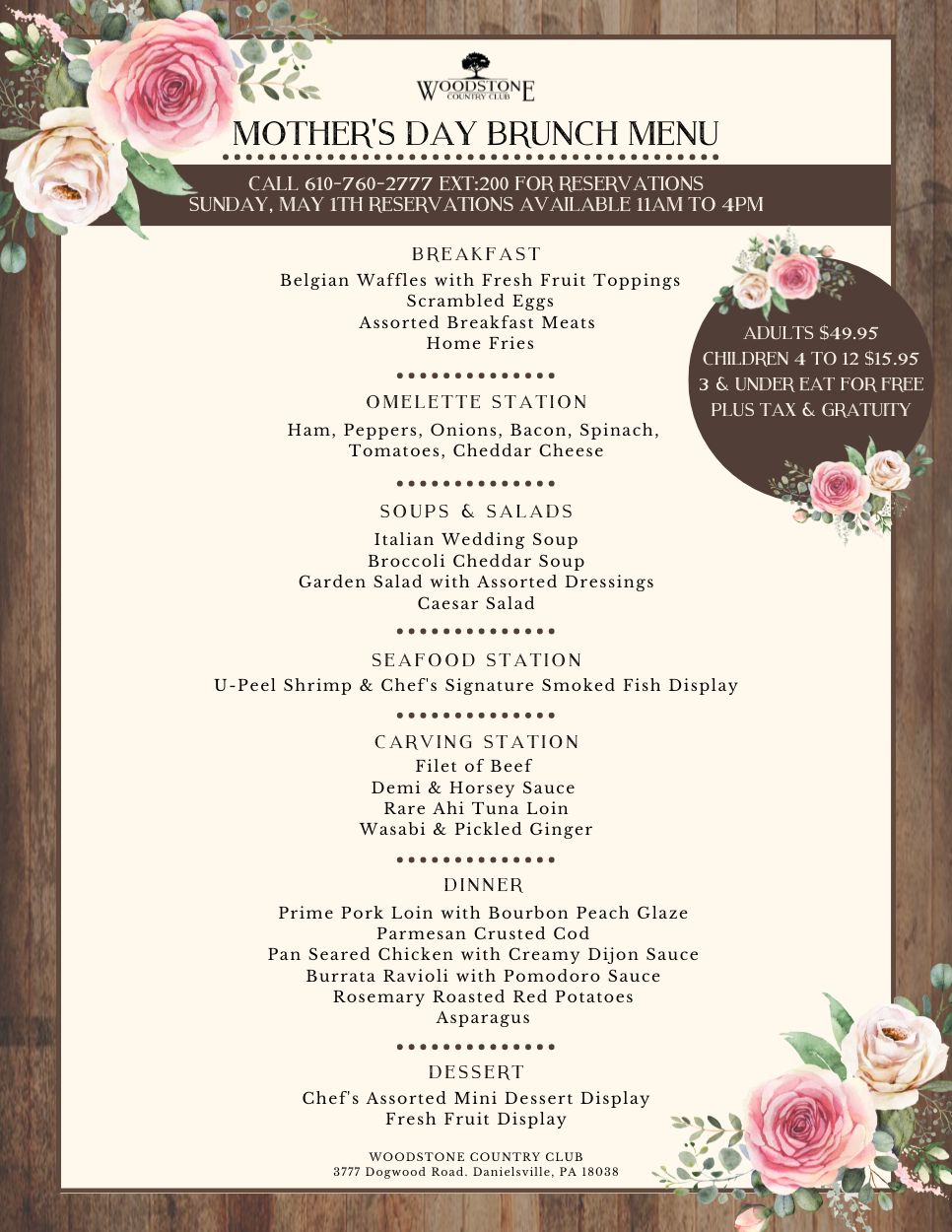 Mother's Day Brunch - Woodstone Country Club and Lodge